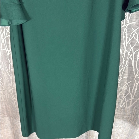 Vintage Hobbs London Forest Green Ruffle Sleeve Dress 12 - Picture 5 of 10